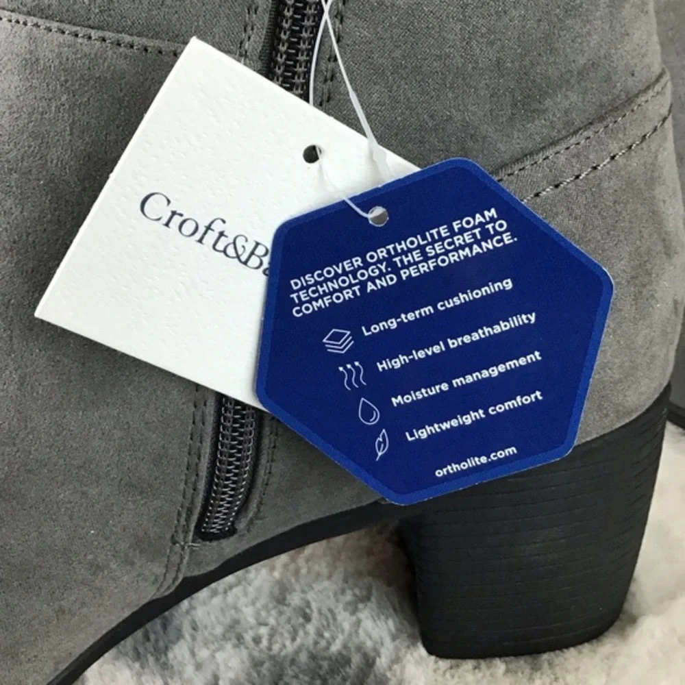 Croft and Barrow Ortholite Gray Comfort Ankle Boots Size‎ 10M NWT